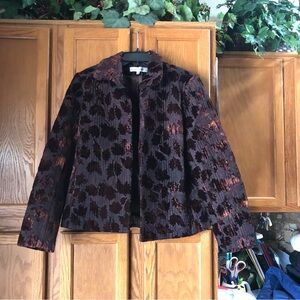 HARVE BENARD Fall Leaf Velvet Quilted Jacket Elegant Statement Size 12